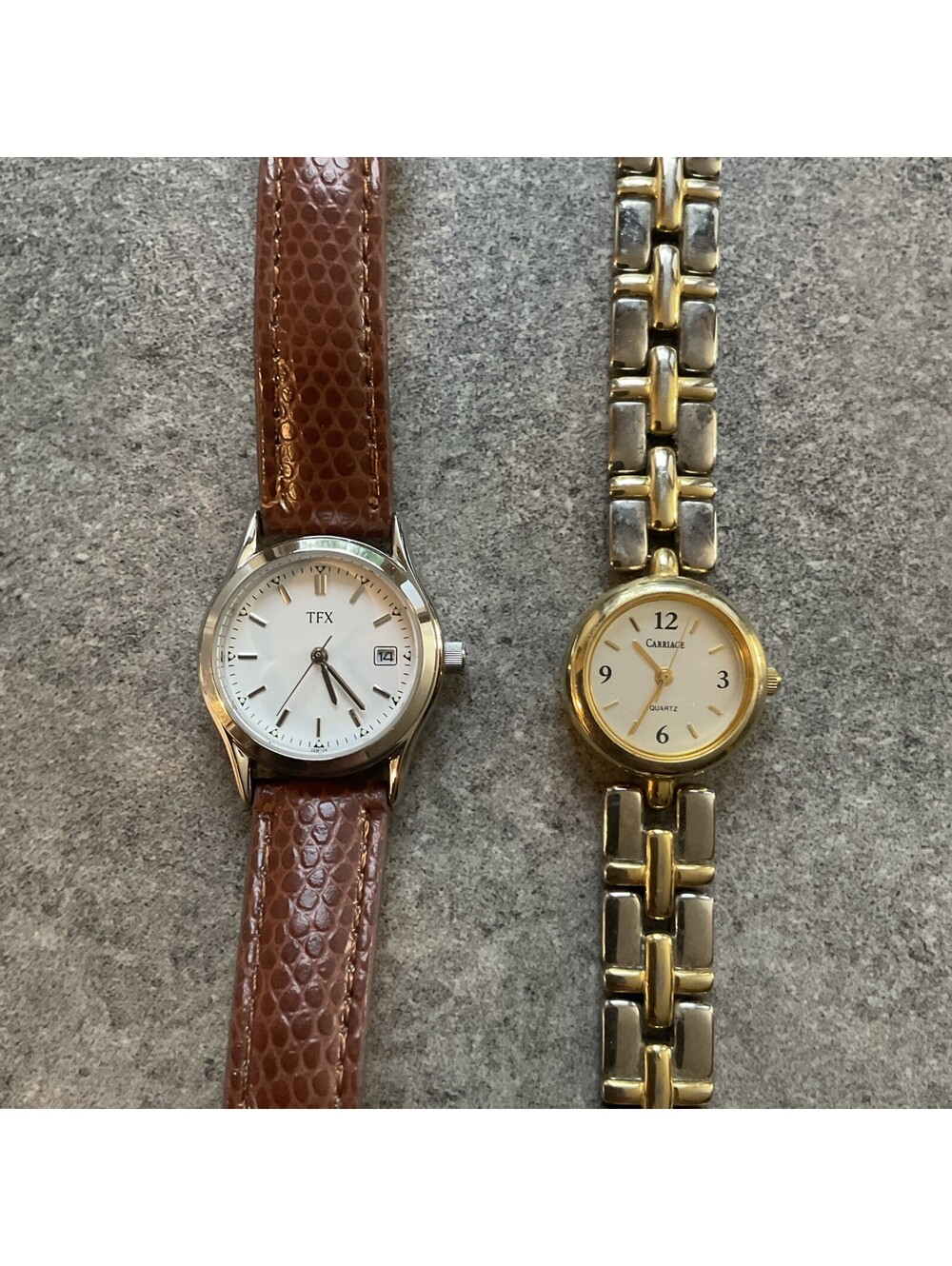 Pair Of Vintage Womens TFX By Bulova And Carriage Watches Both Run Great A12